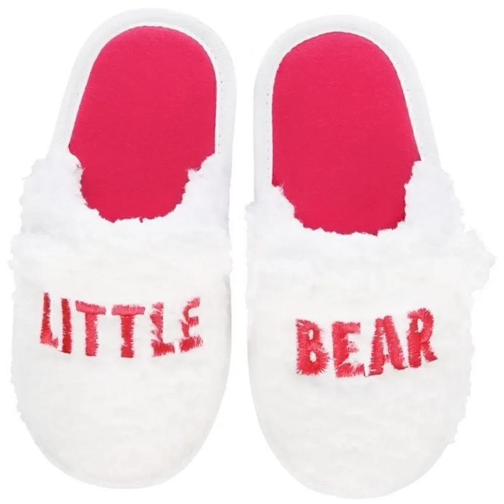 Family Pajamas Big Kid Unisex Little Bear Slippers White Red Small 4-5 New